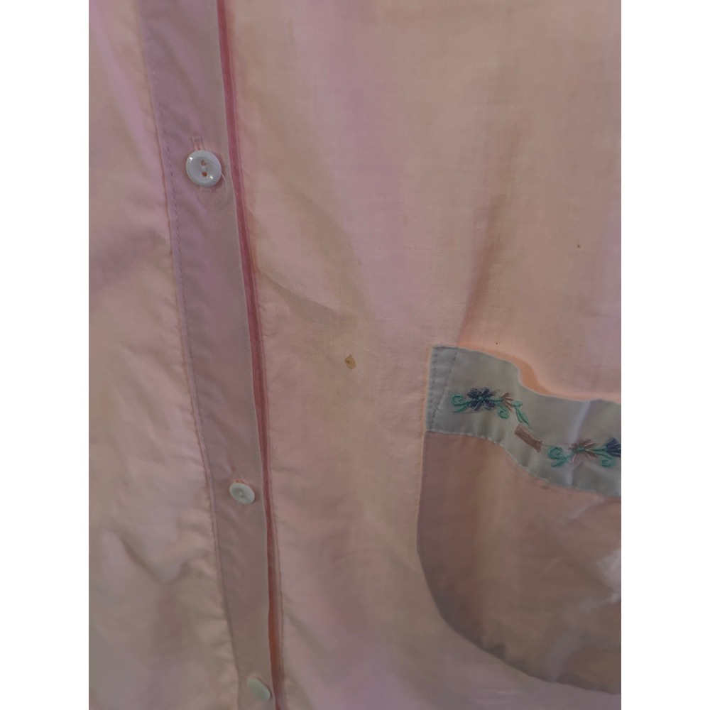Vintage Pink Floral Embroidered Button Up Victorian Nightgown Dress Romantic - Picture 5 of 11